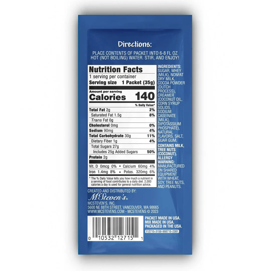 Nutrition facts on product label. Call 501-327-2182 for more information.