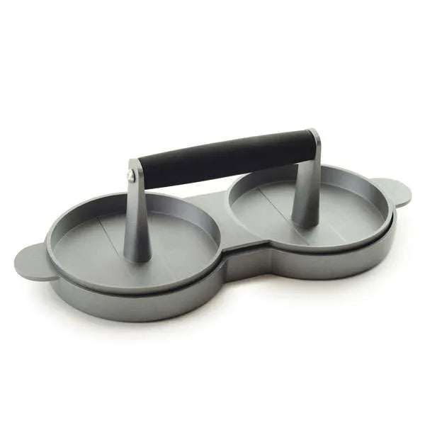 Double burger press with its two parts put together