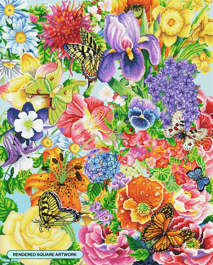 completed butterflies and flower garden art