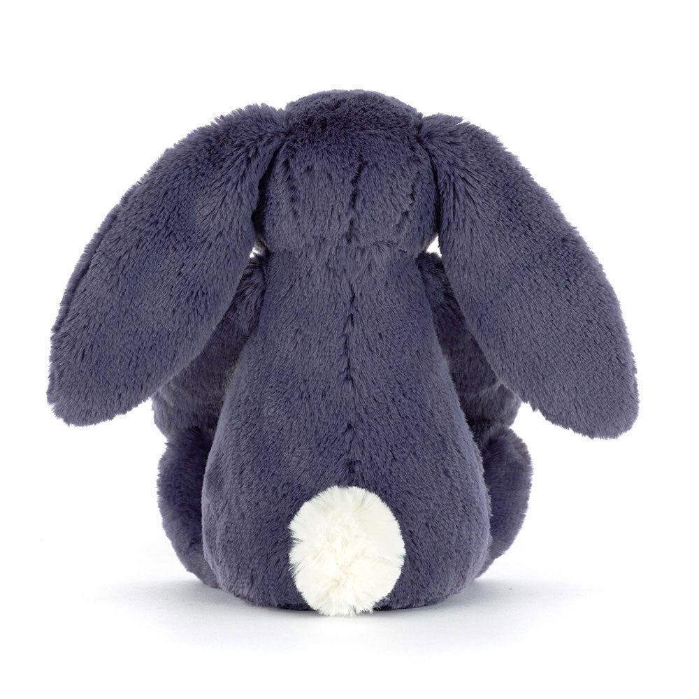 back view of Bashful Saffyre Bunny Plush Toy showing her fluffy white tail