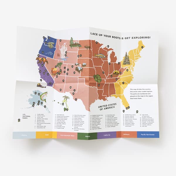 fold-out map of united states parks.