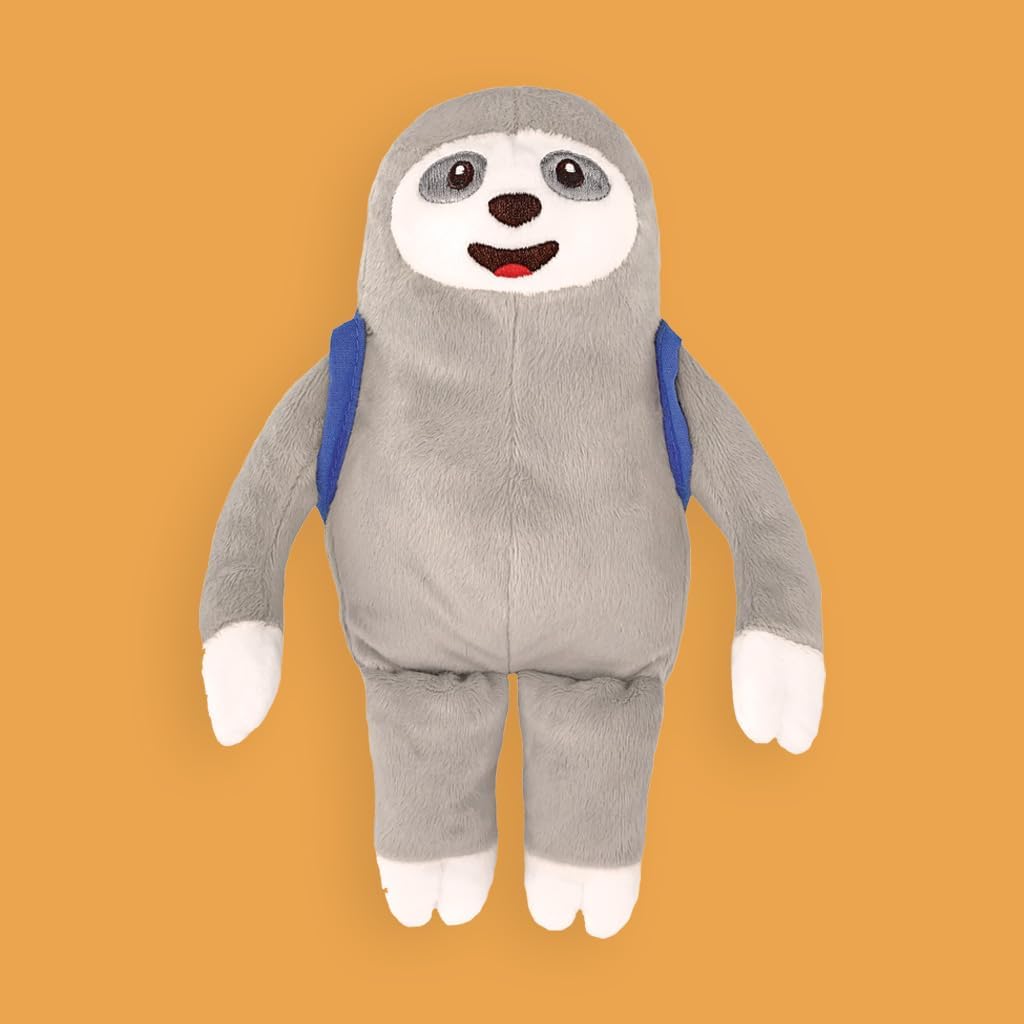 front view of First Day Critter Jitters Plush Toy on an orange background