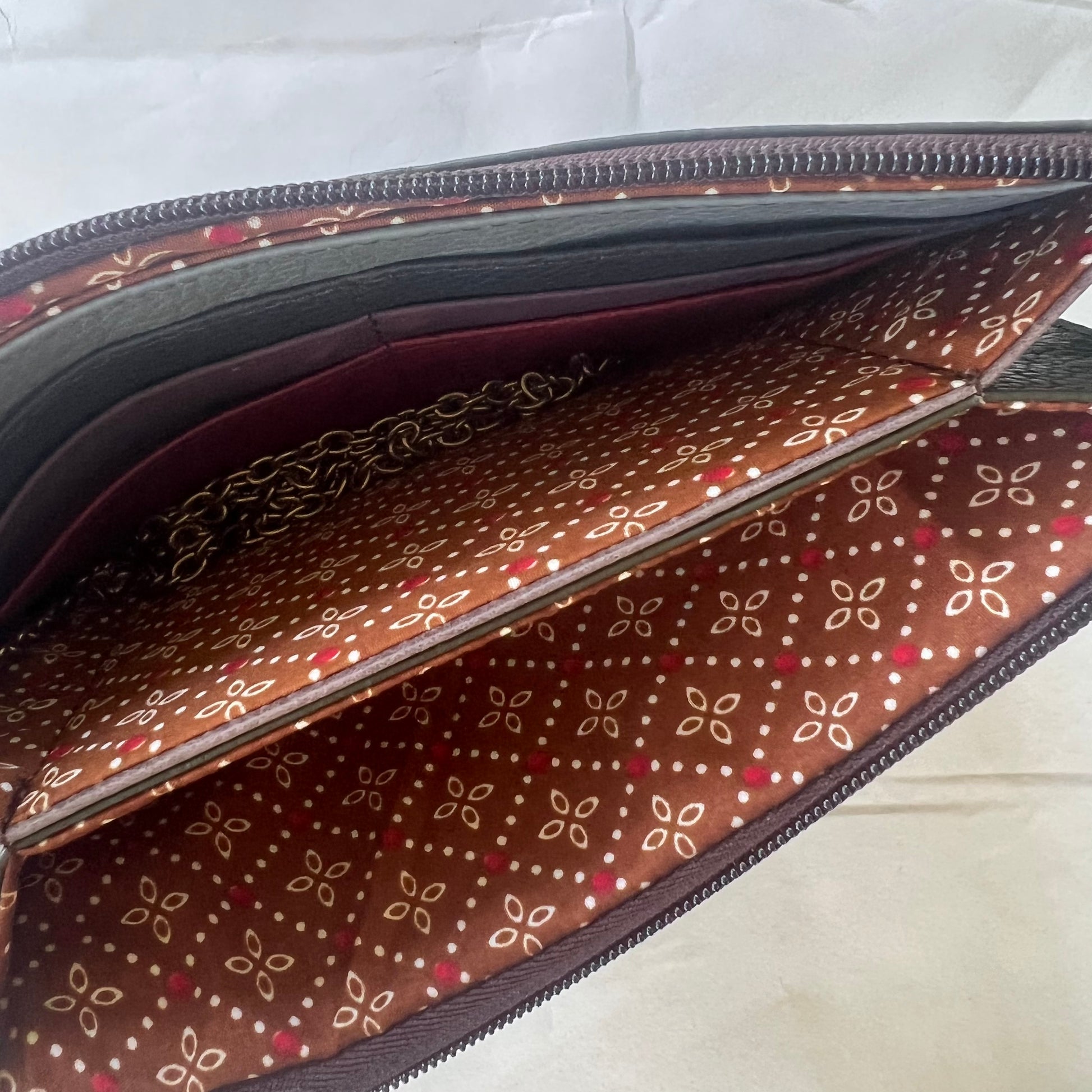 interior view of mint Targa Clutch Wallet