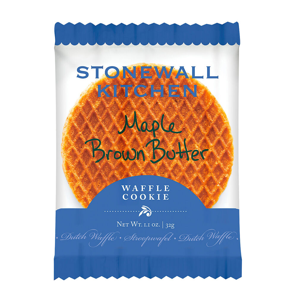 Maple Brown Butter Waffle Cookie displayed in the package against a white background