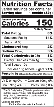 back of packaging showing nutritional facts.