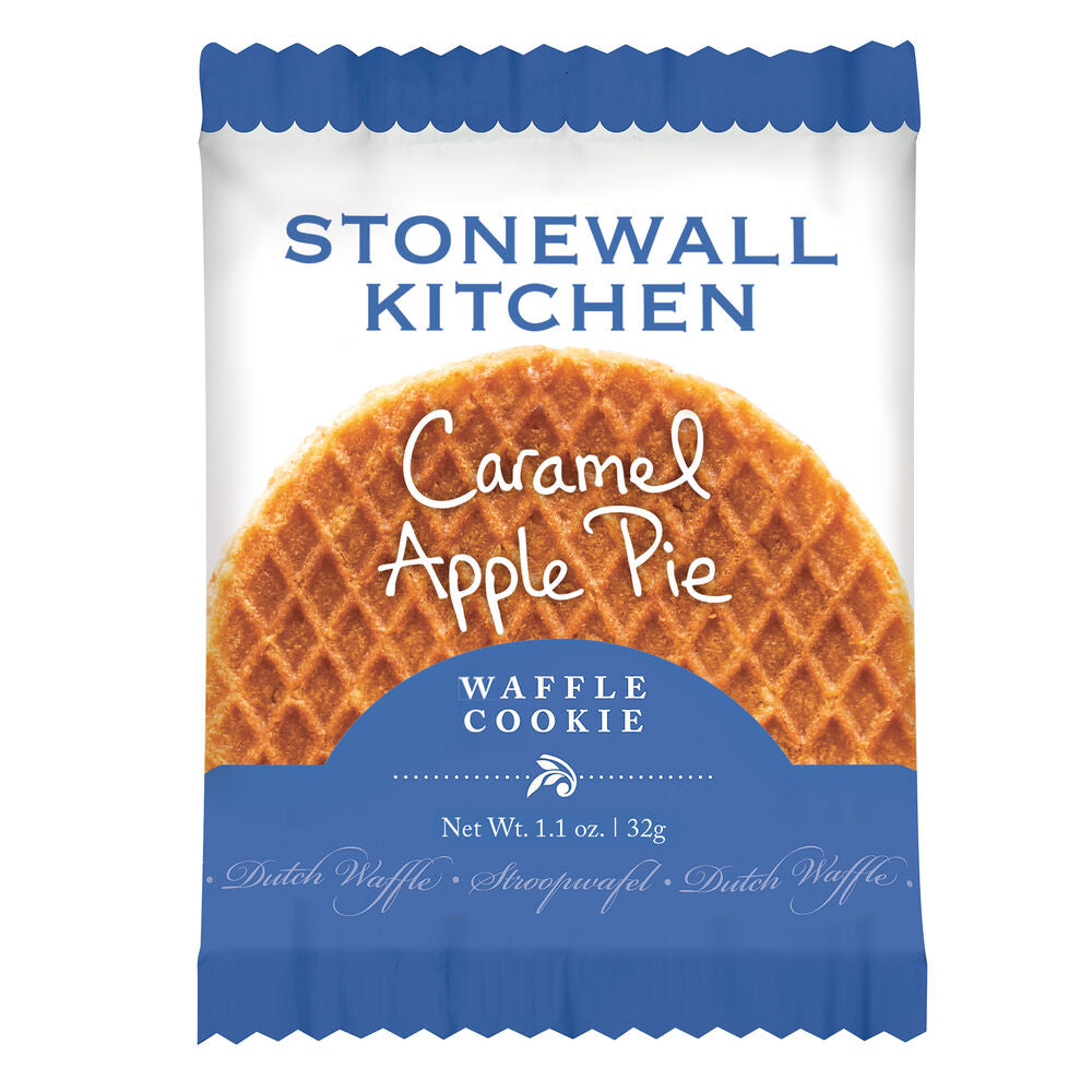 Caramel Apple Pie Waffle Cookie displayed in the package against a white background