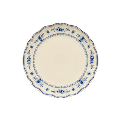 Costa Nova Vila dinner plate in beige with blue flowers and details on the rim