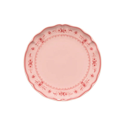 costa nova vila pink dinner plate with red florals on the edge