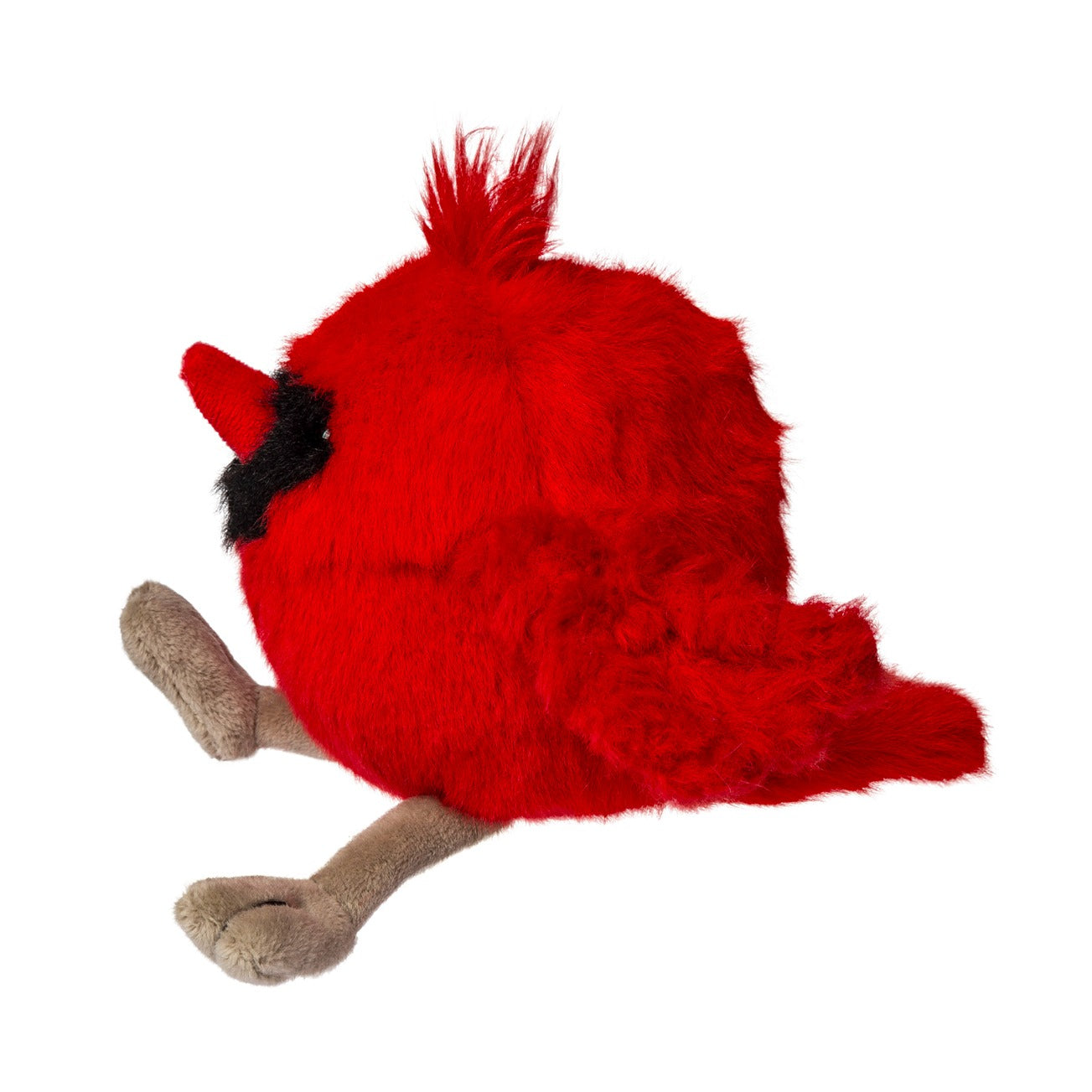 side view of Rolly Cardinal plush toy