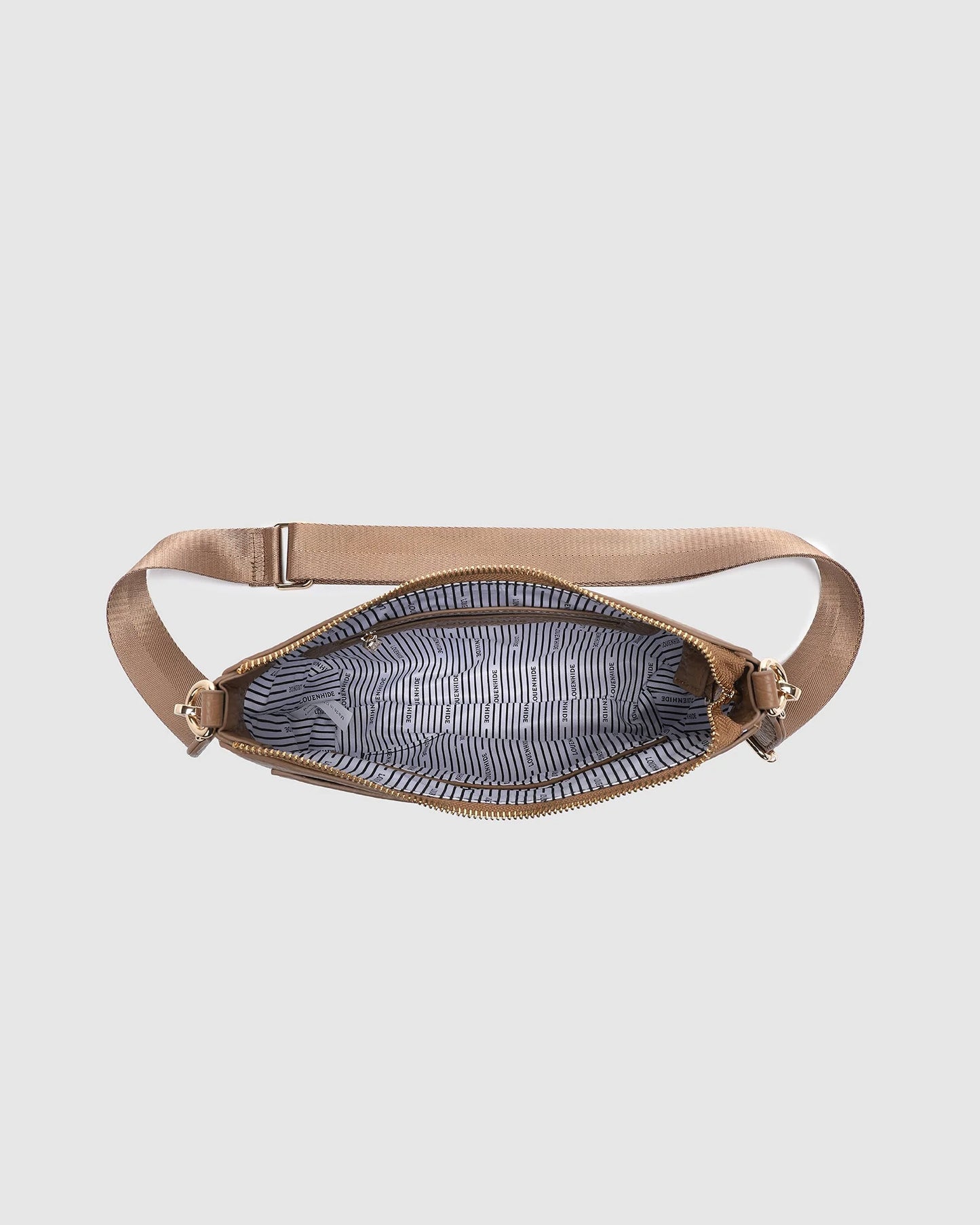 interior view of caramel Linda Crossbody Bag