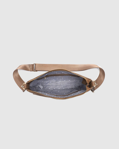 interior view of caramel Linda Crossbody Bag