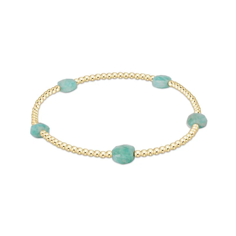 enewton Admire Small Gem 2mm Gold Bracelet in Amazonite against a white background