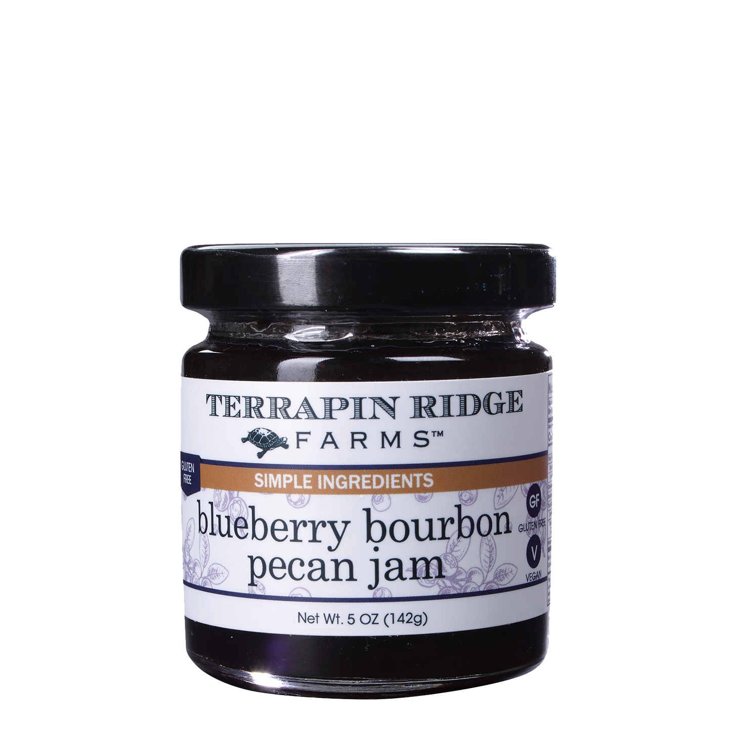 small jar of Blueberry Bourbon Pecan Jam.