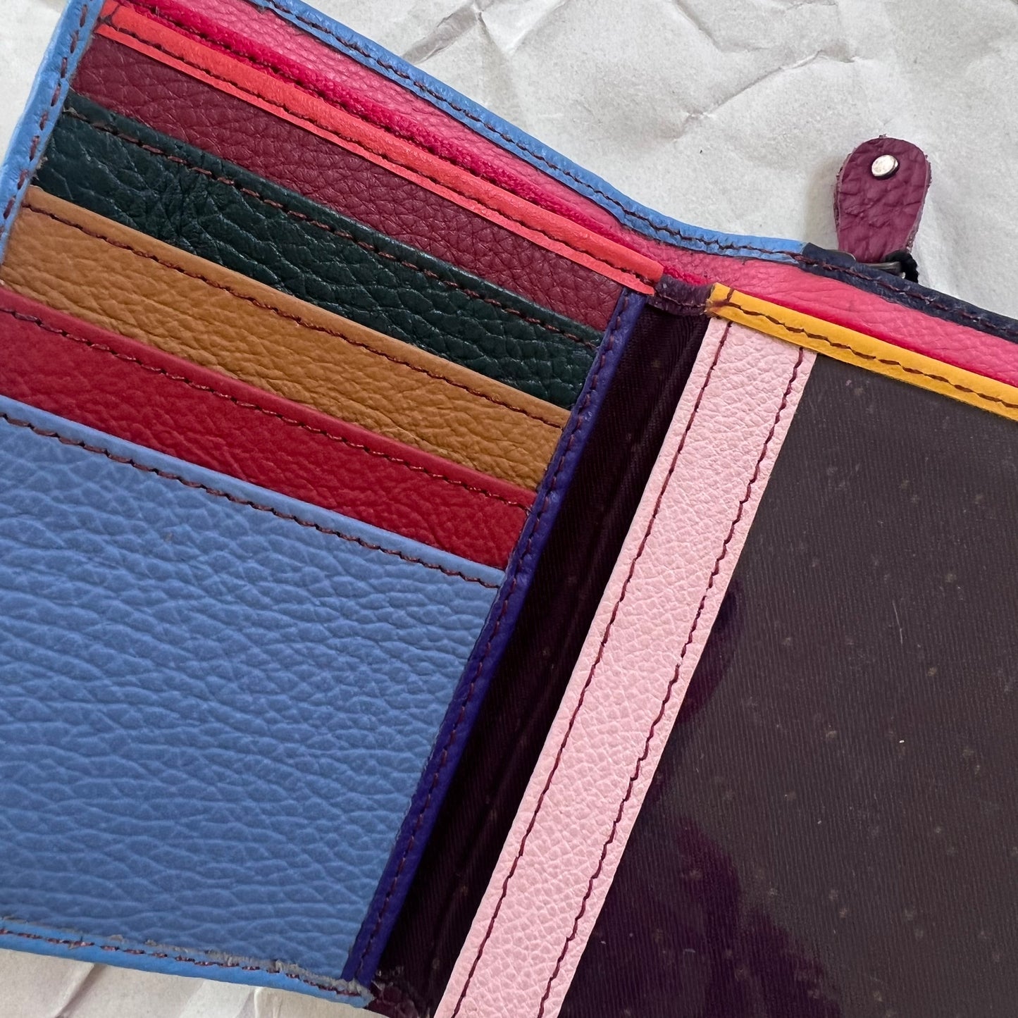 close-up of colorful card slots
