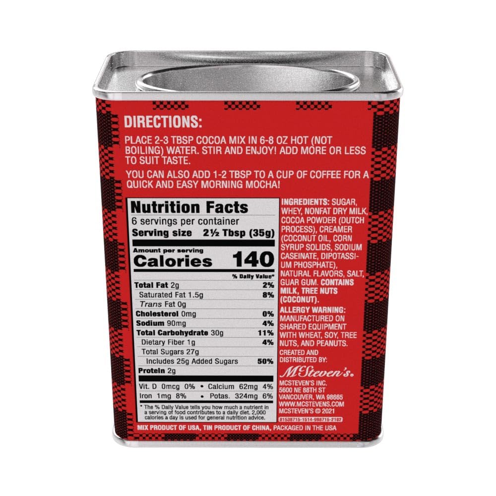 back view of container with Nutrition facts on product label. Call 501-327-2182 for more information.