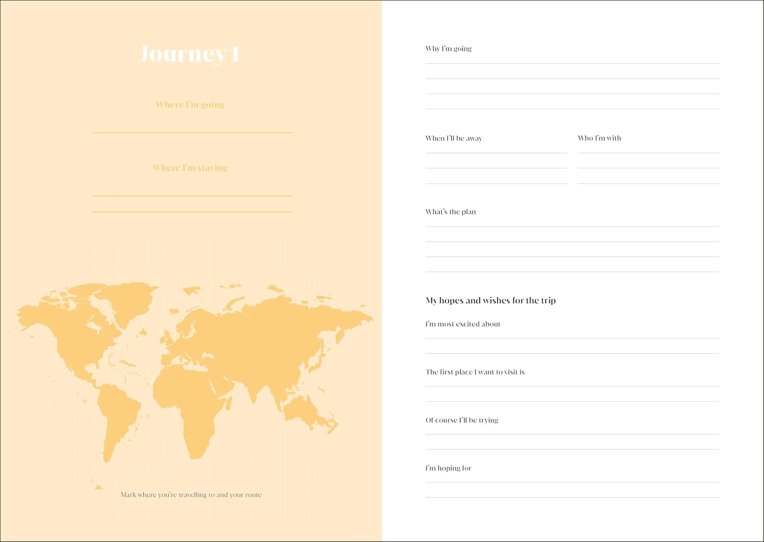 Travel planner with world map on a beige background