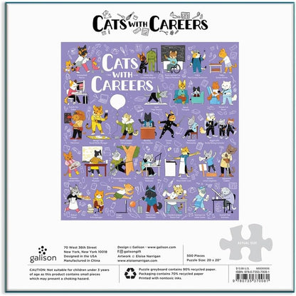 Back view of cats with careers puzzle box.