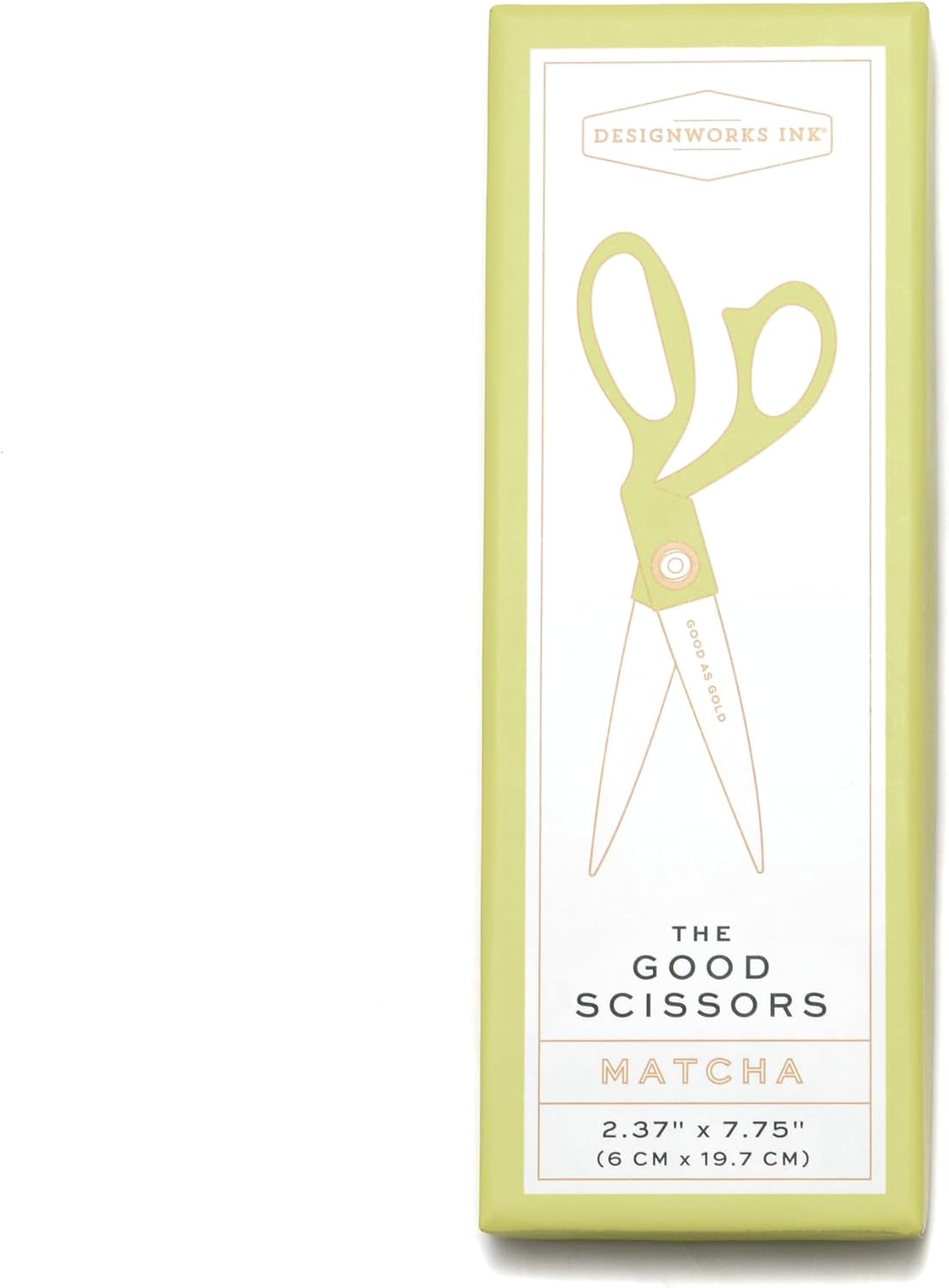 Matcha green scissors packaging with white background