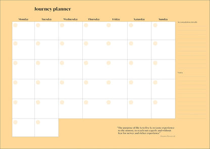 Journey planner with a yellow border and text at the bottom