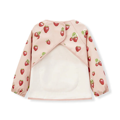 back view of strawberry long sleeve bib