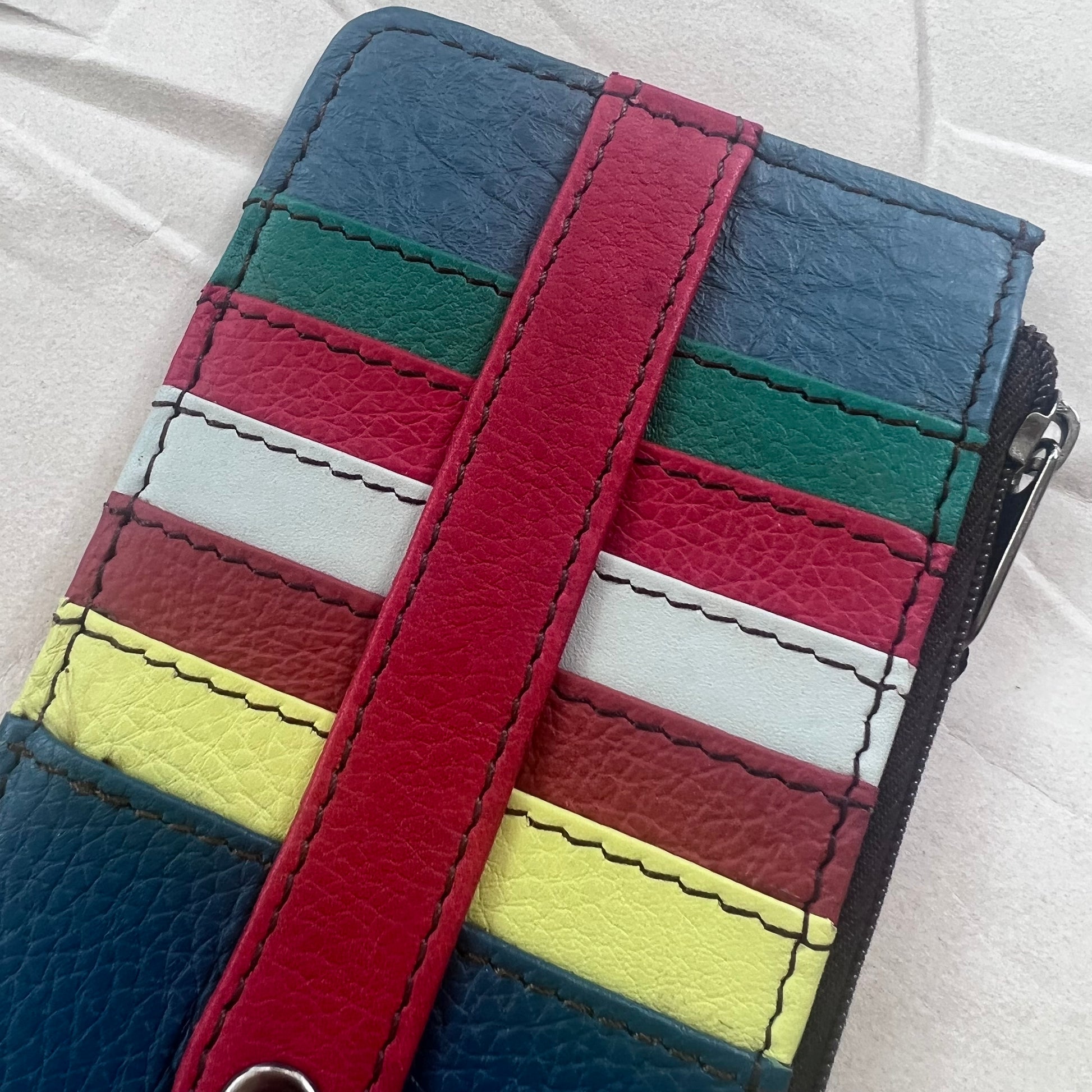 close-up of colorful card slots