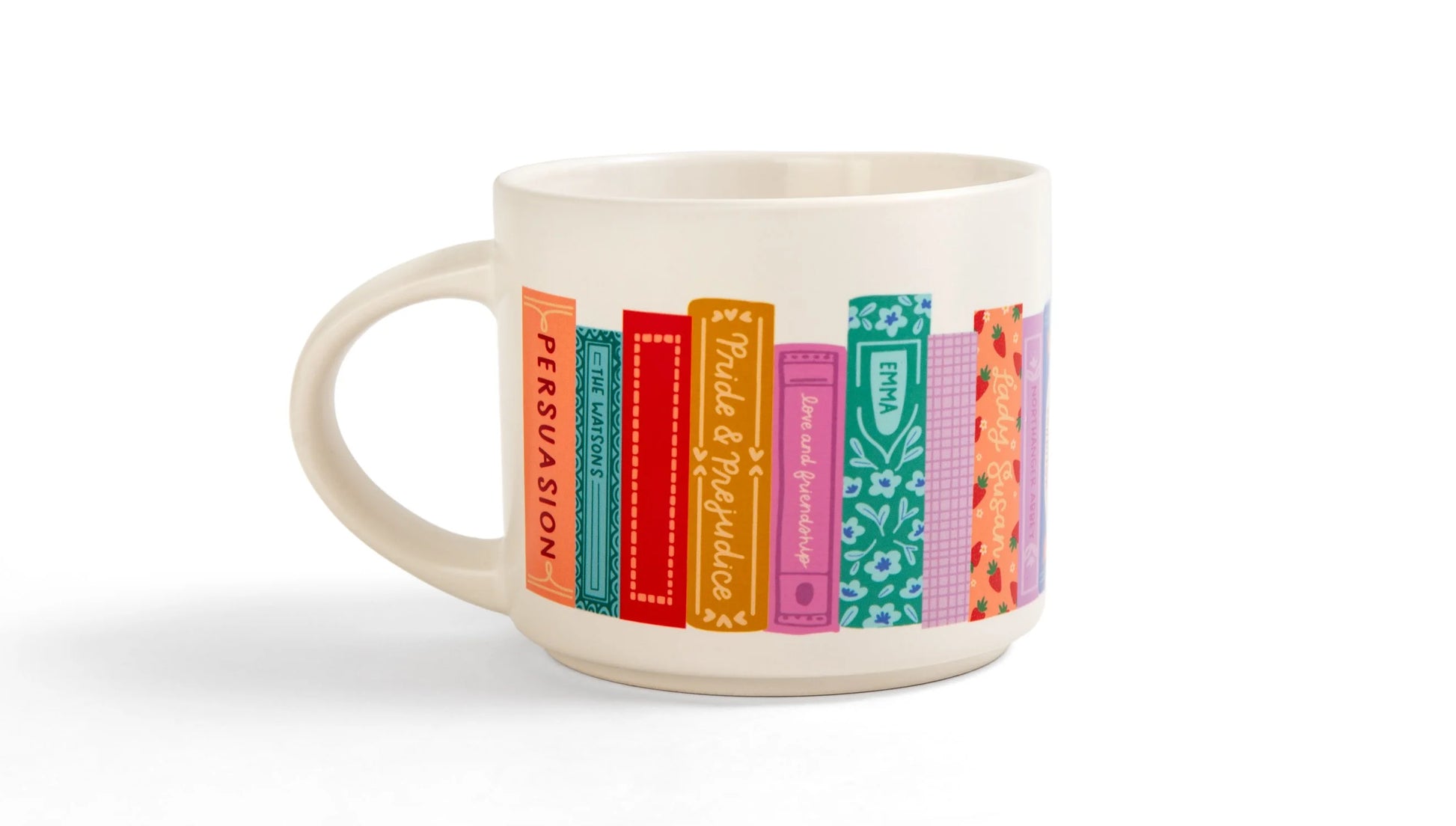 side view of Jane Austen Books Ceramic Mug