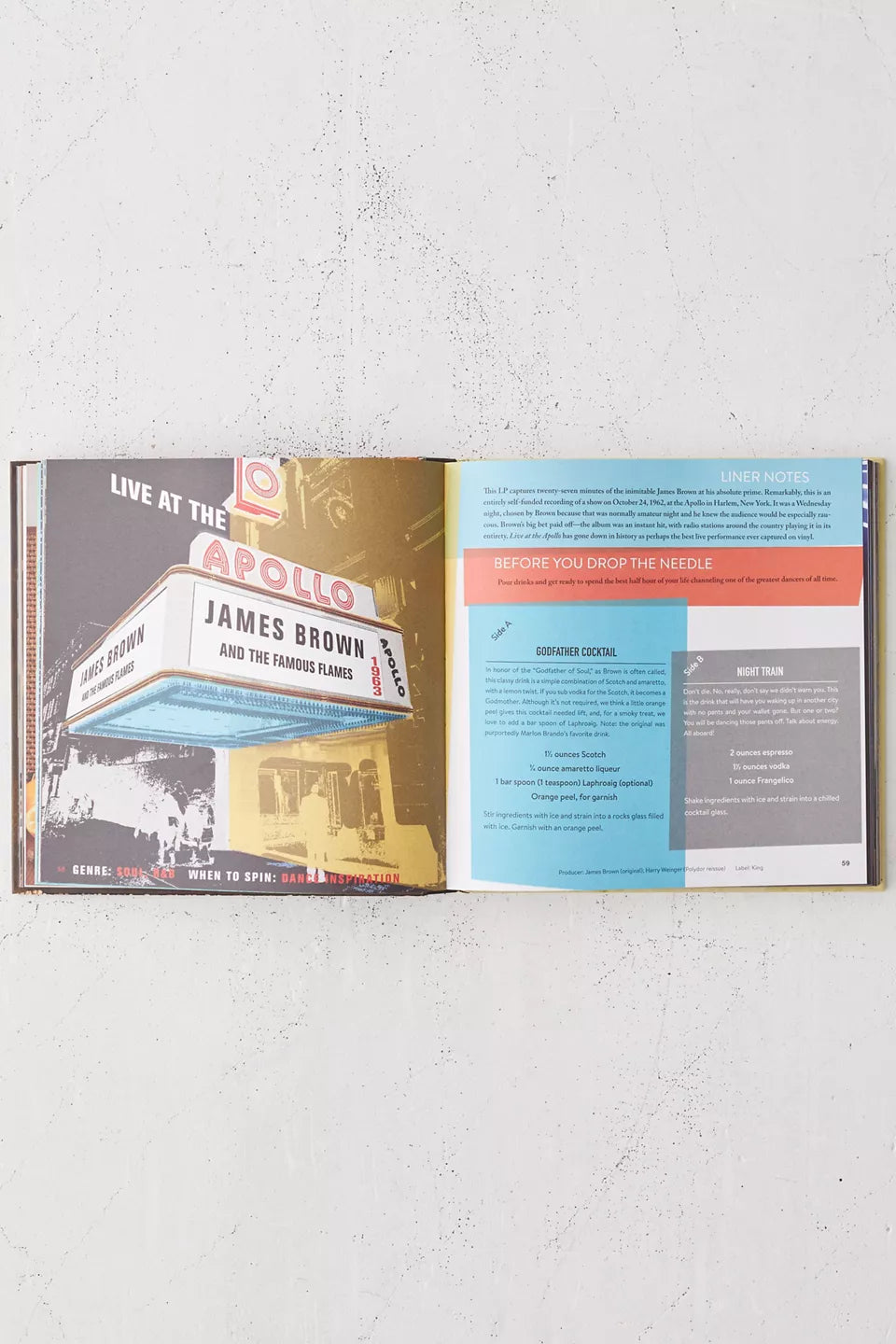 pages of the james brown section of Booze & Vinyl