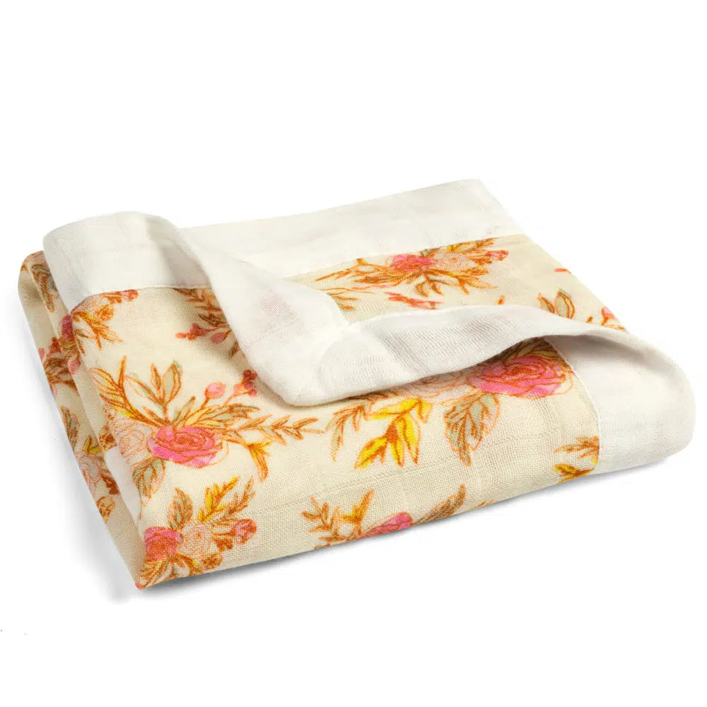 vintage floral lovey folded with one corner flapped over.