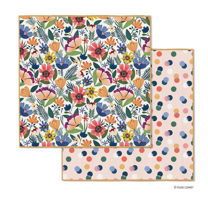 set of the field of flowers dish cloths with floral and dot designs
