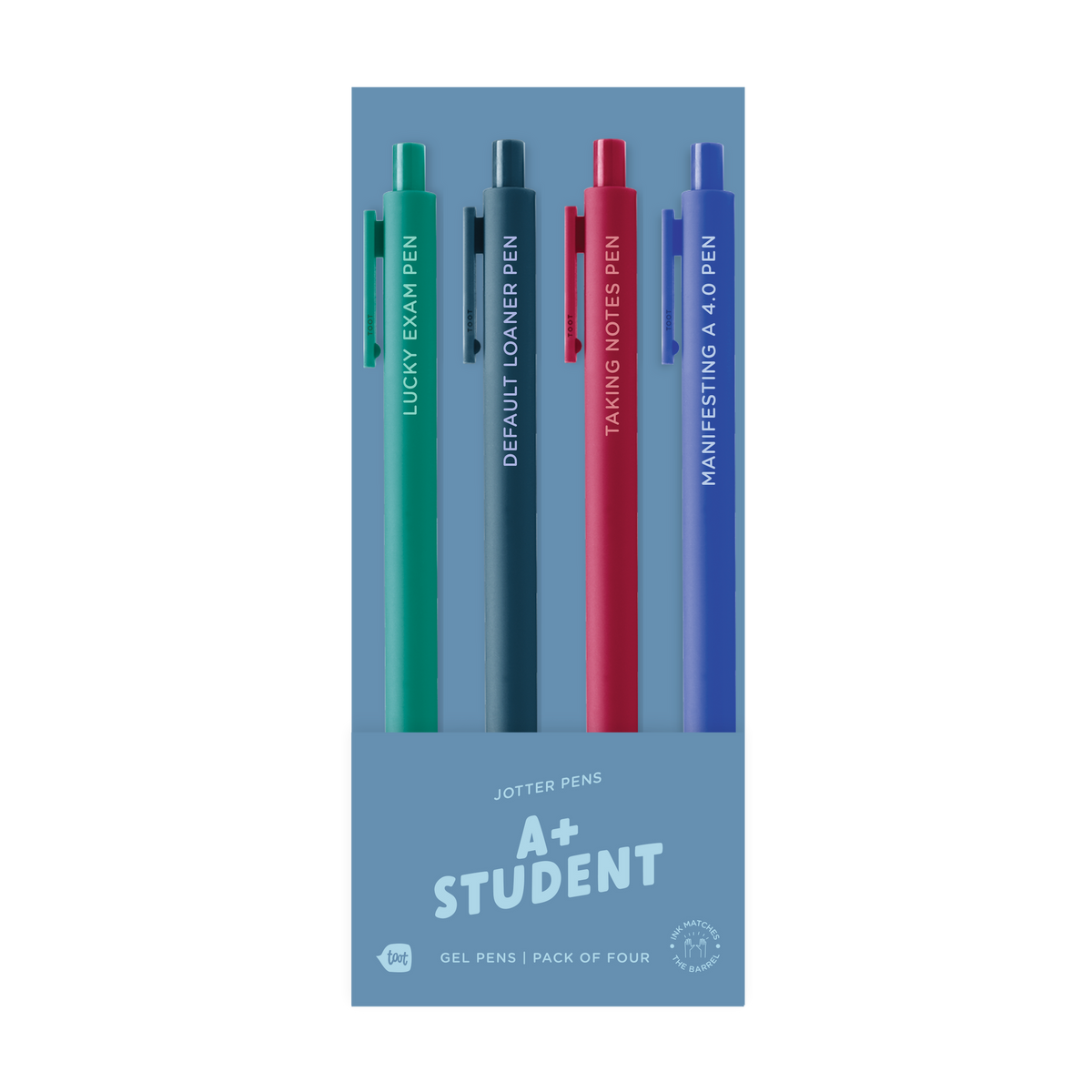 4 A+ Student jotter pens in their packaging