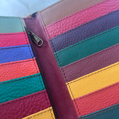 close-up of colorful card slots