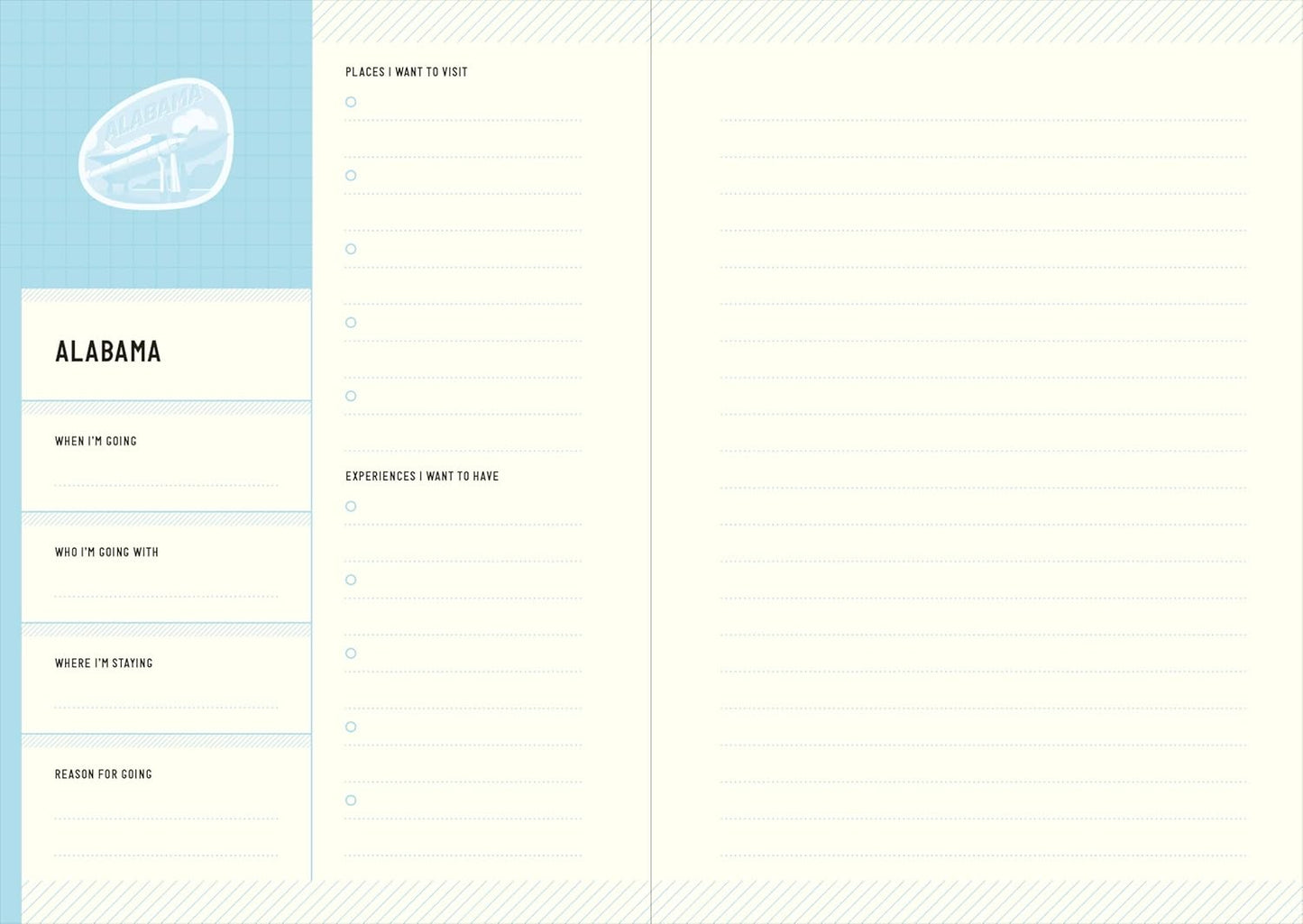 Travel planner with a blue sidebar on a white background