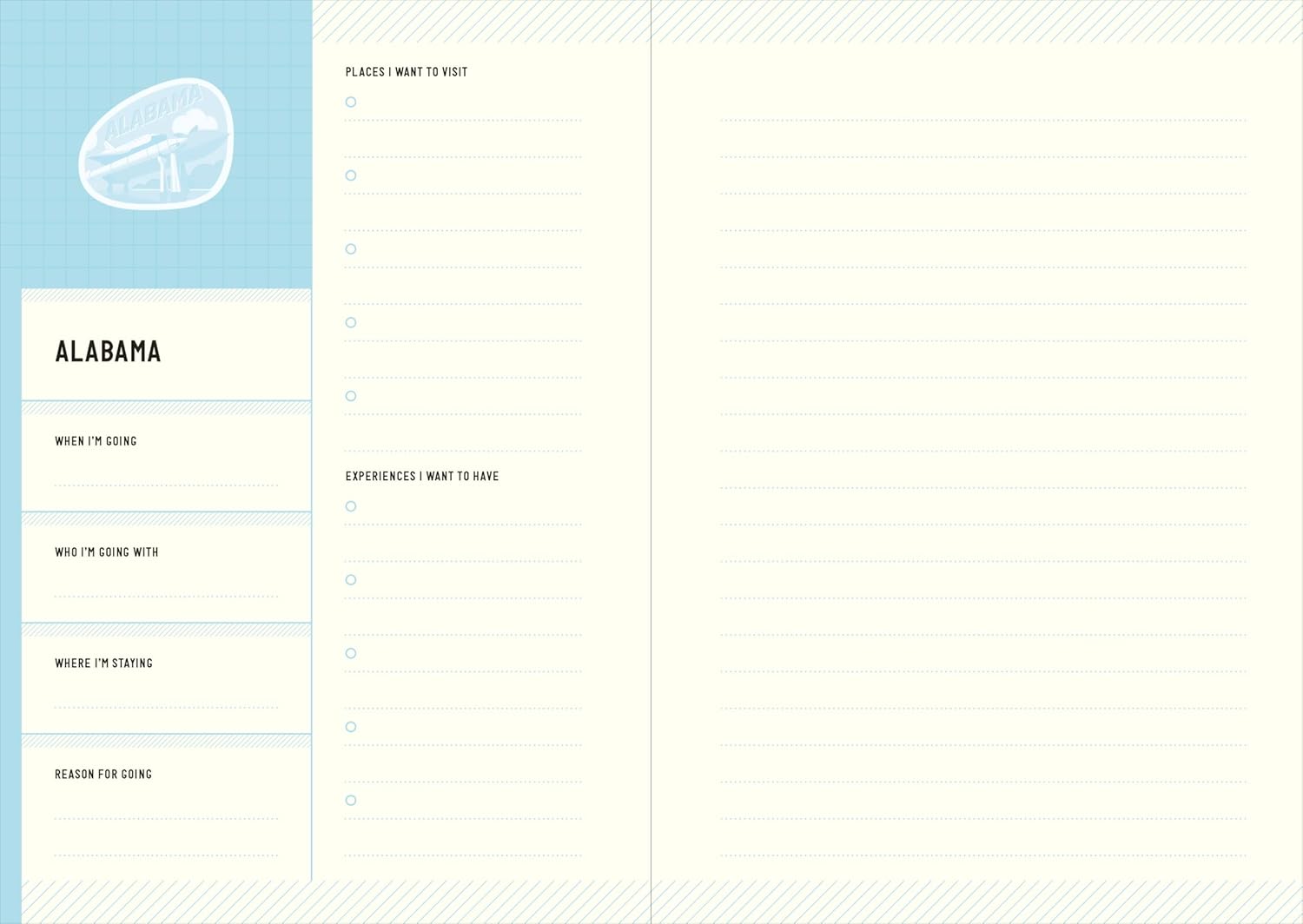 Travel planner with a blue sidebar on a white background