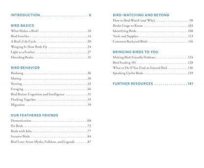 Table of contents for a book on birdwatching with chapter titles and page numbers.