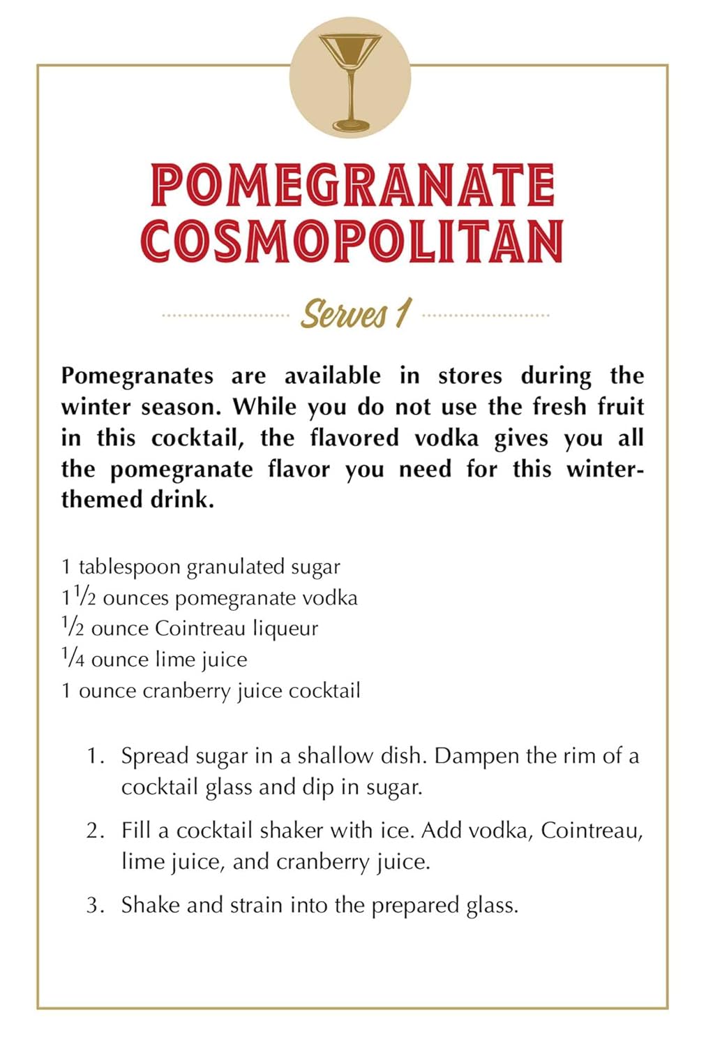 pomegranate cosmopolitan recipe card