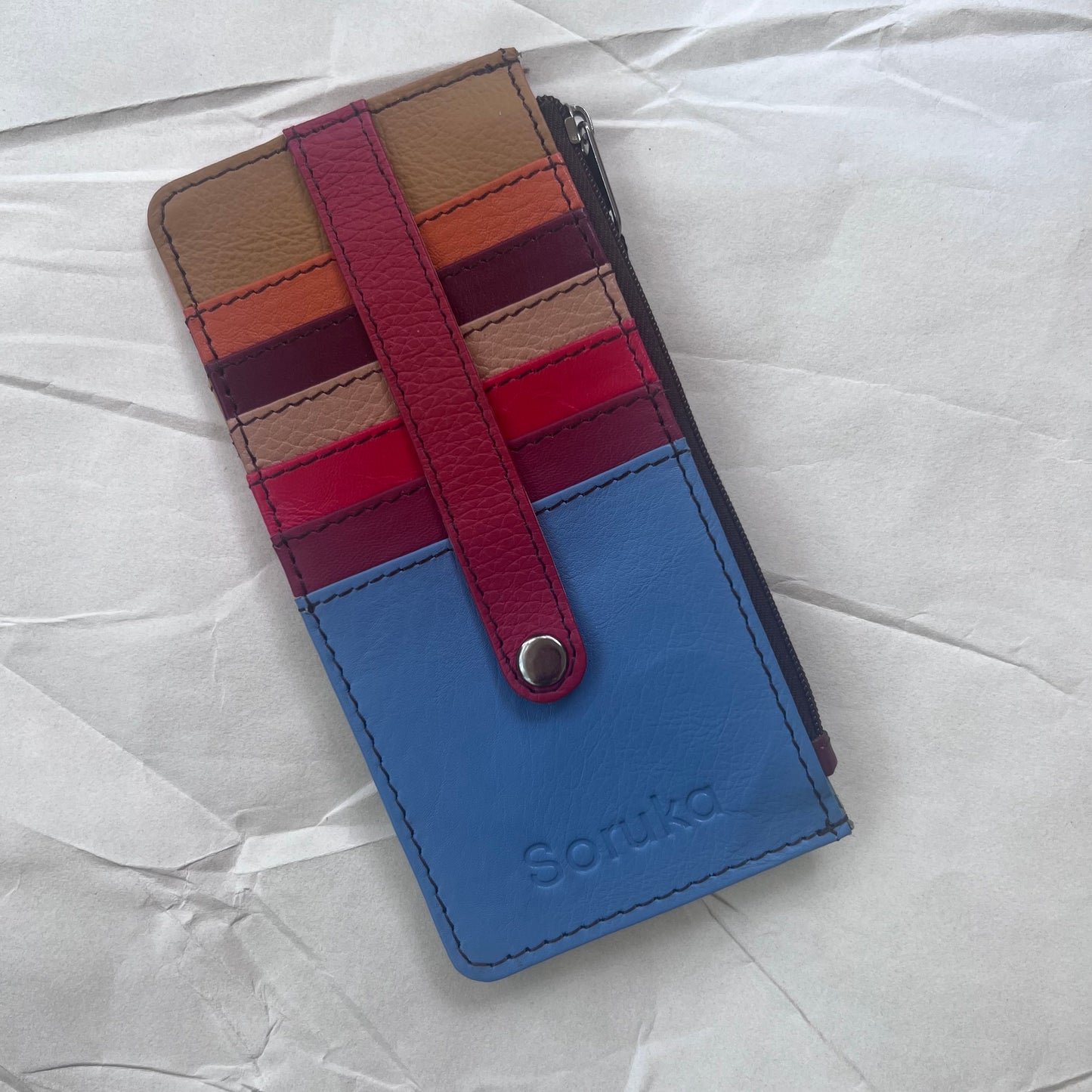 cerulean Cassie Card Holder with colorful card slots