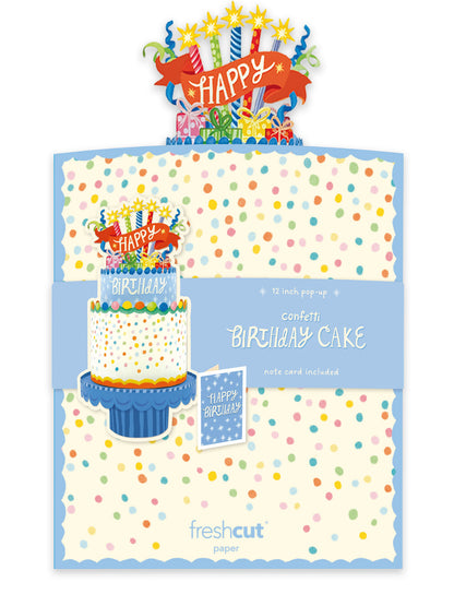 flat, mailable Confetti Birthday Cake Pop-Up Bouquet card