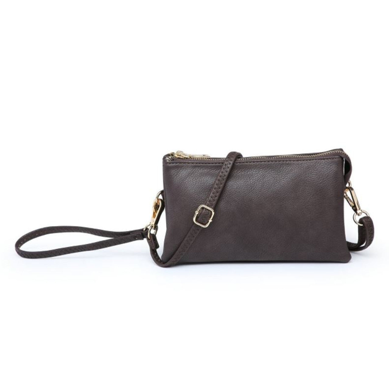 Coffee colored Christine Crossbody shown on a white background.
