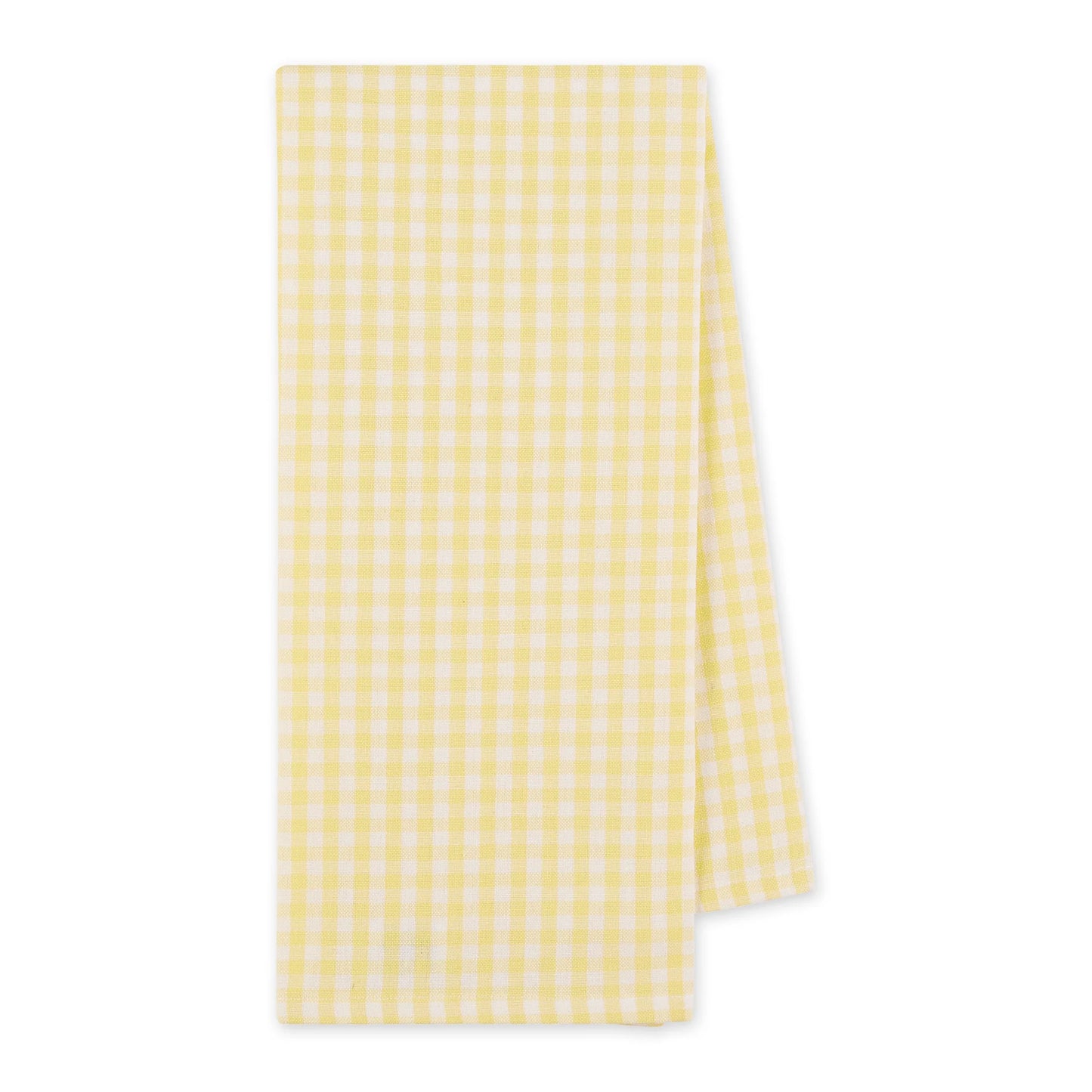 Yellow checkered towel on a white background