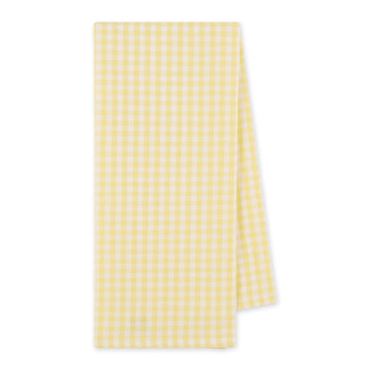 Yellow checkered towel on a white background