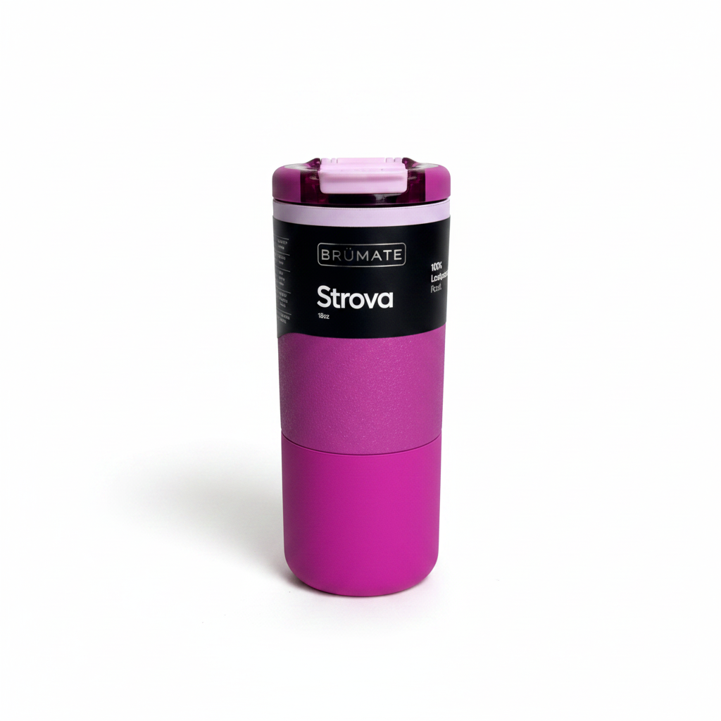 insolated tumbler with lid in a fuchsia hue