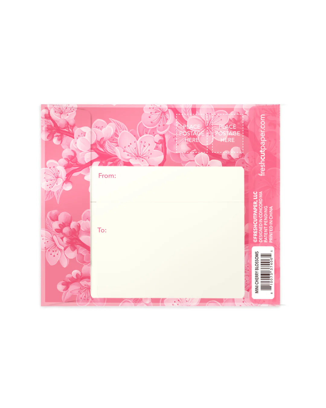 back view of Cherry Blossom mailing envelope.