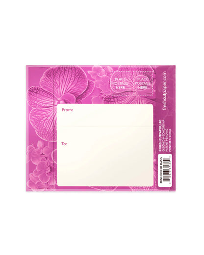 back view of purple mailing envelope.