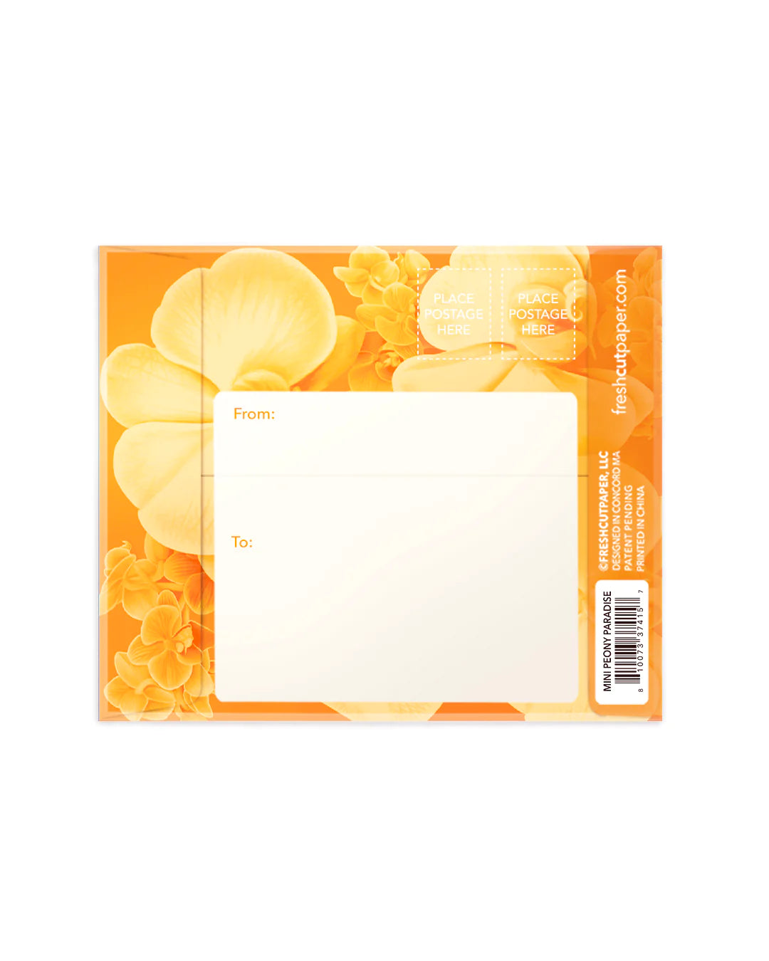 back view of yellow mailing envelope.