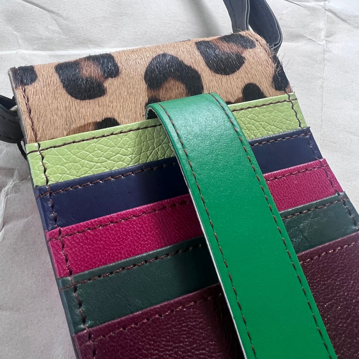 close-up of colorful card slots
