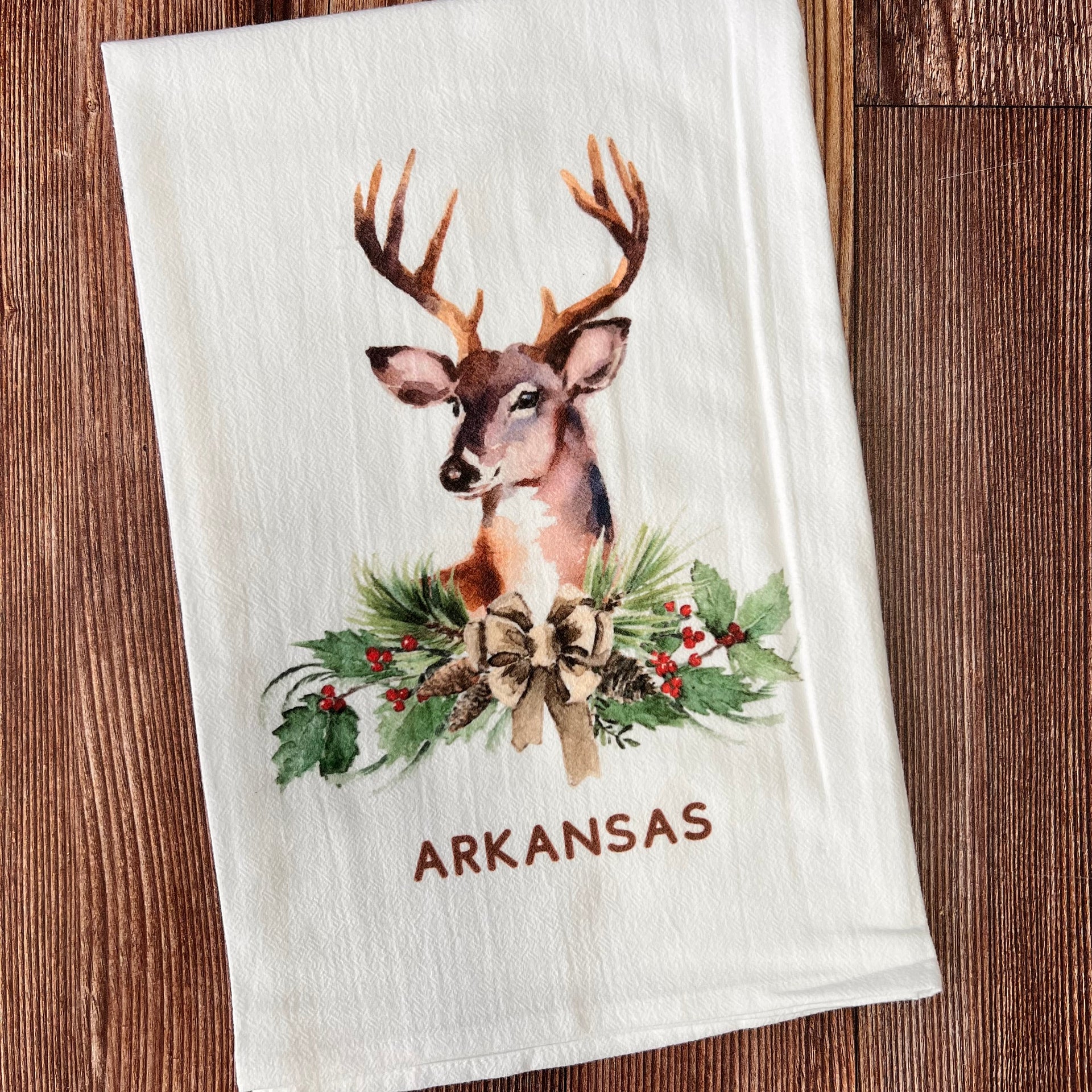 Christmas Moose Tea Towel - Holiday Wreath Flour Sack Towel - Cute Chr –  Running Frog Studio