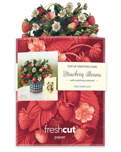 flat pack strawberry blossom greeting card on a white background