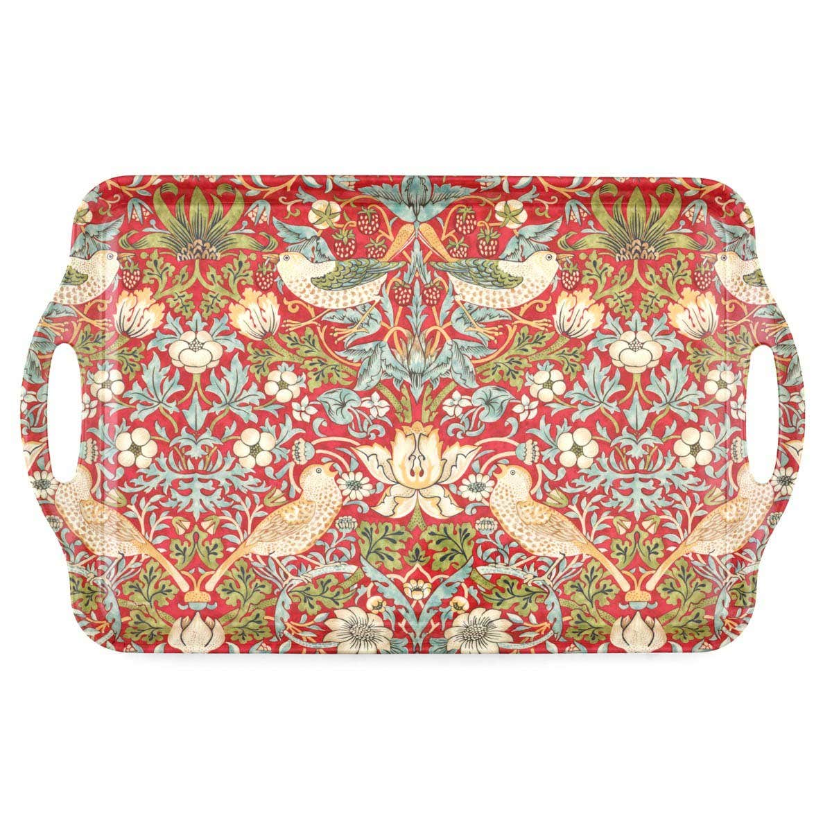 Strawberry thief tray in red