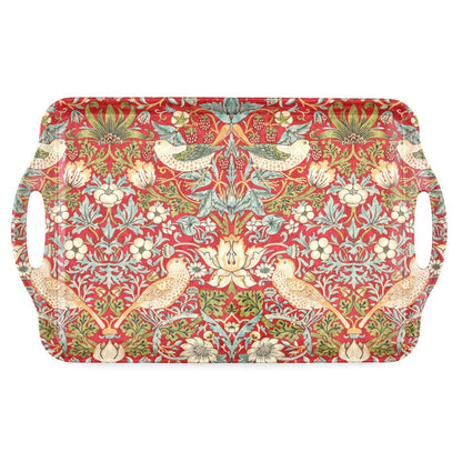 Strawberry thief tray in red
