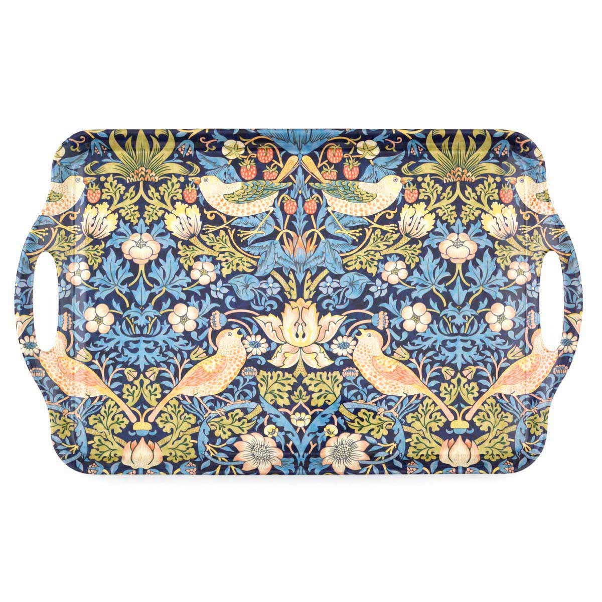 Strawberry thief tray in blue